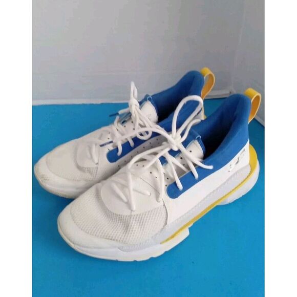 Under Armour Curry 7 Basketball Shoes Athletic Sneakers‎ White Blue Yellow main image 7